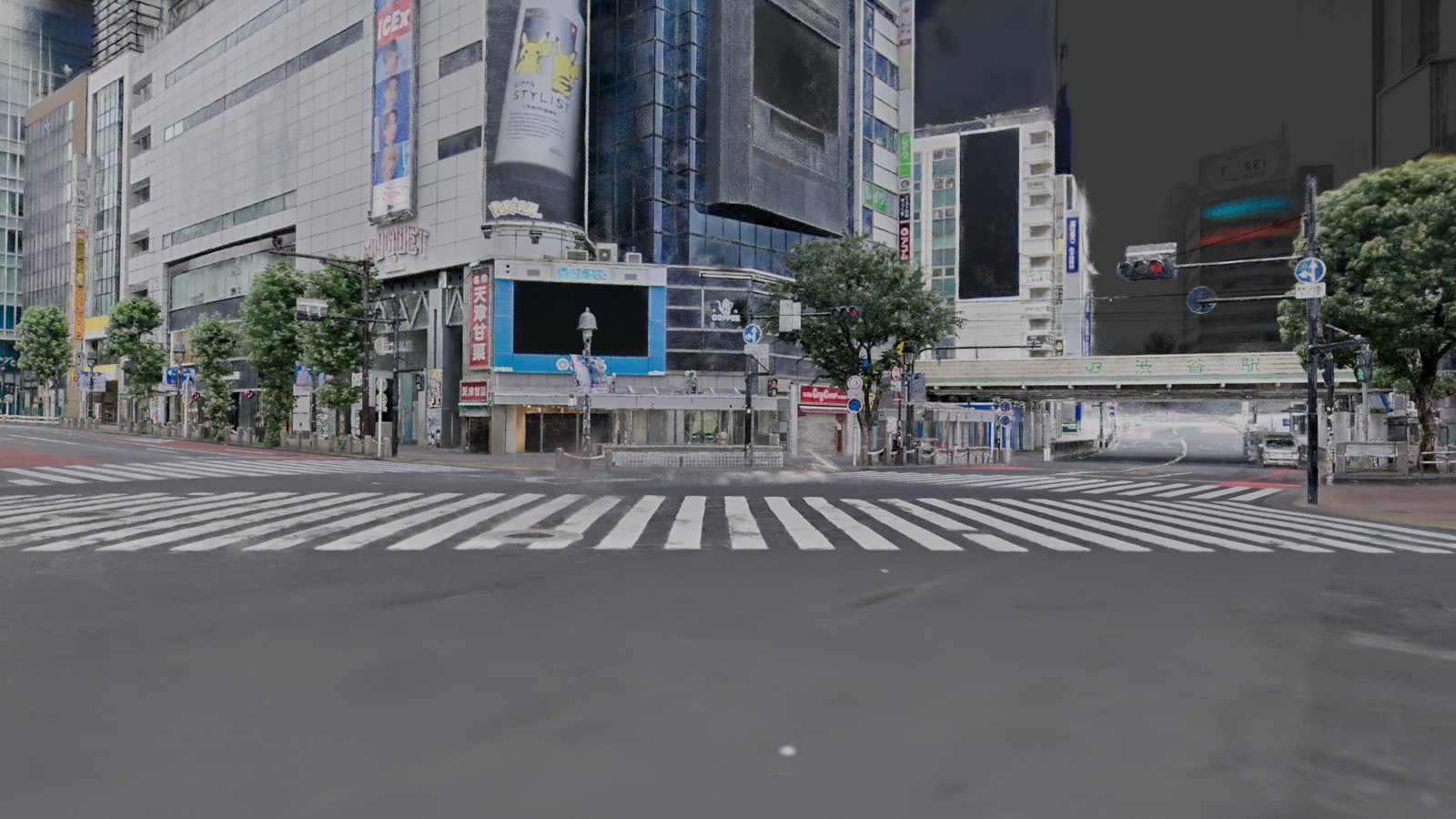 Blender 5.3のEEVEEで描画した渋谷スクランブル交差点の3DGS